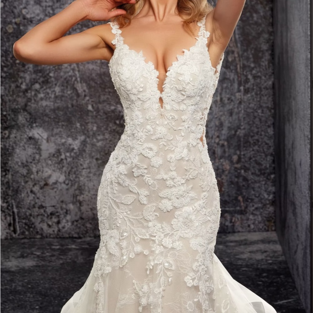 Elegant Lace Wedding Dress in Cream - Picture 4 of 5
